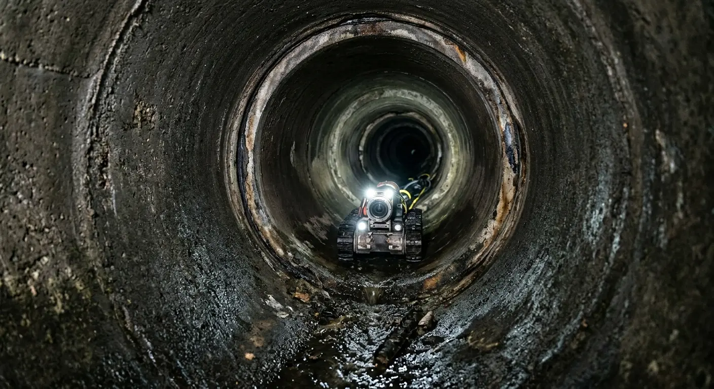 Robotic sewer camera inspecting pipe interior for Sewer Line Repair in Golden Valley